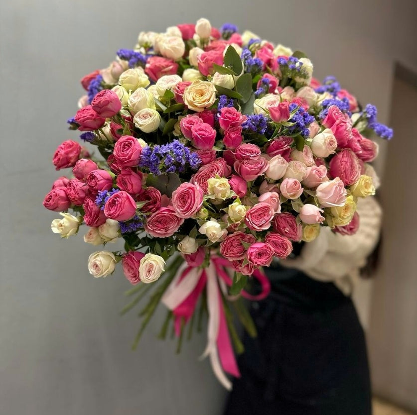 "Heart of Roses: Delicate Charm of White and Pink Roses"