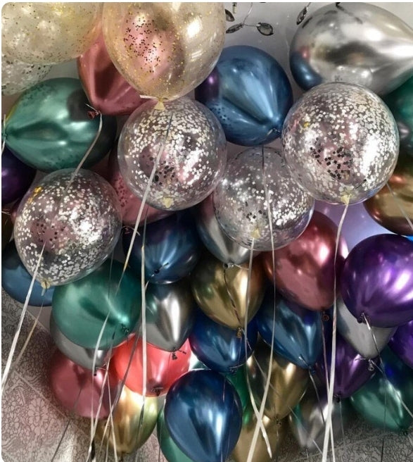 Festive balloons under the ceiling