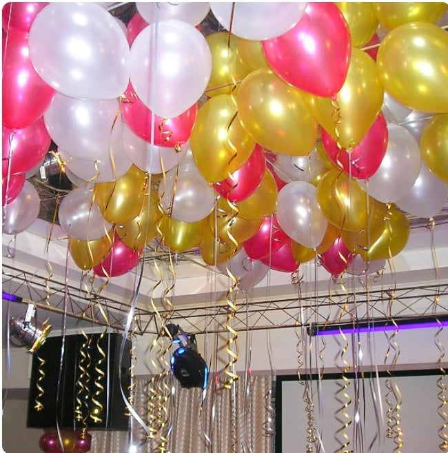 Festive balloons under the ceiling
