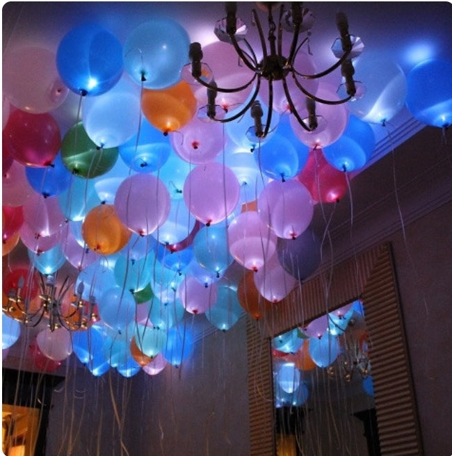 Festive balloons under the ceiling