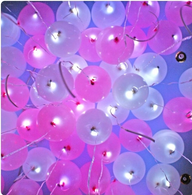 Festive balloons under the ceiling