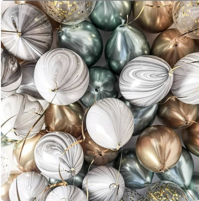 Festive balloons under the ceiling