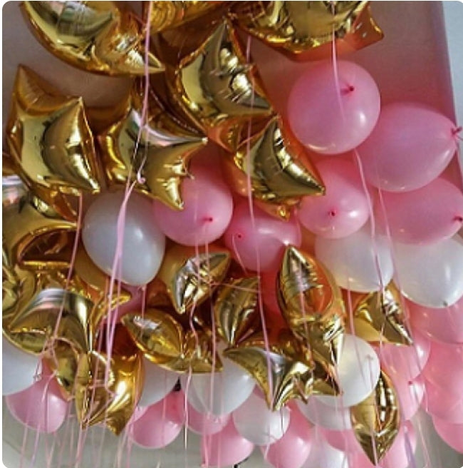 Festive balloons under the ceiling