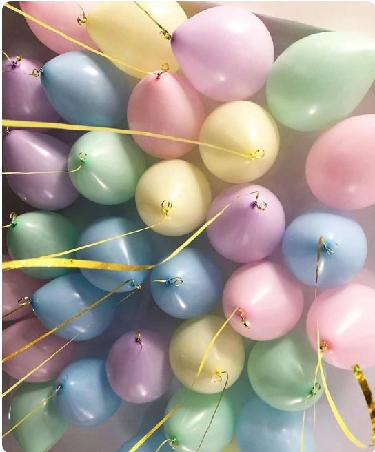 Festive balloons under the ceiling