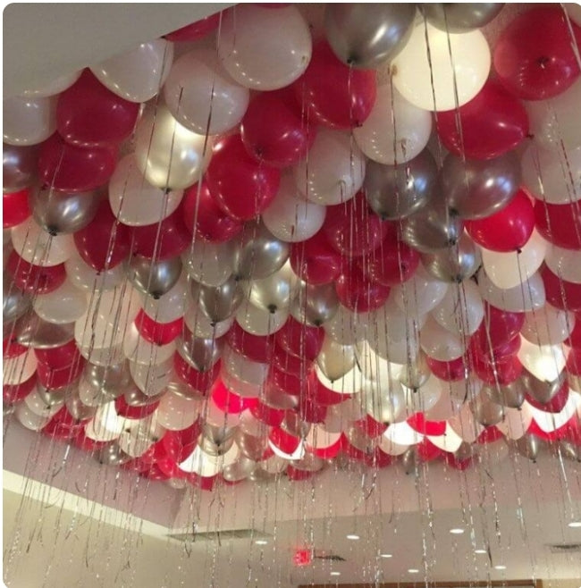 Festive balloons under the ceiling