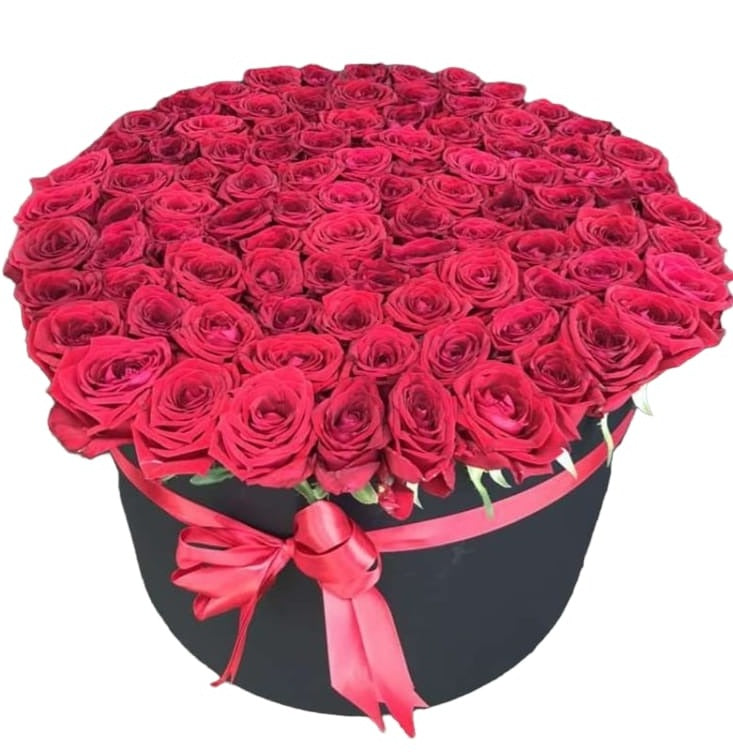 "Palette of Emotions: Hat Box of Roses in Various Sizes and Colors"