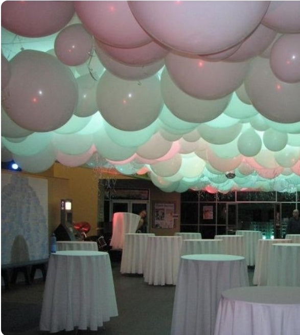 Festive balloons under the ceiling