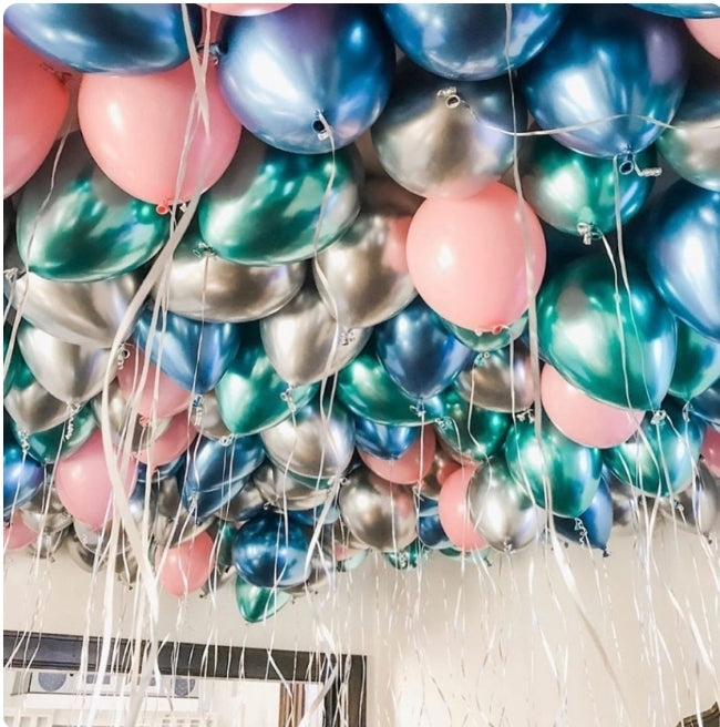Festive balloons under the ceiling