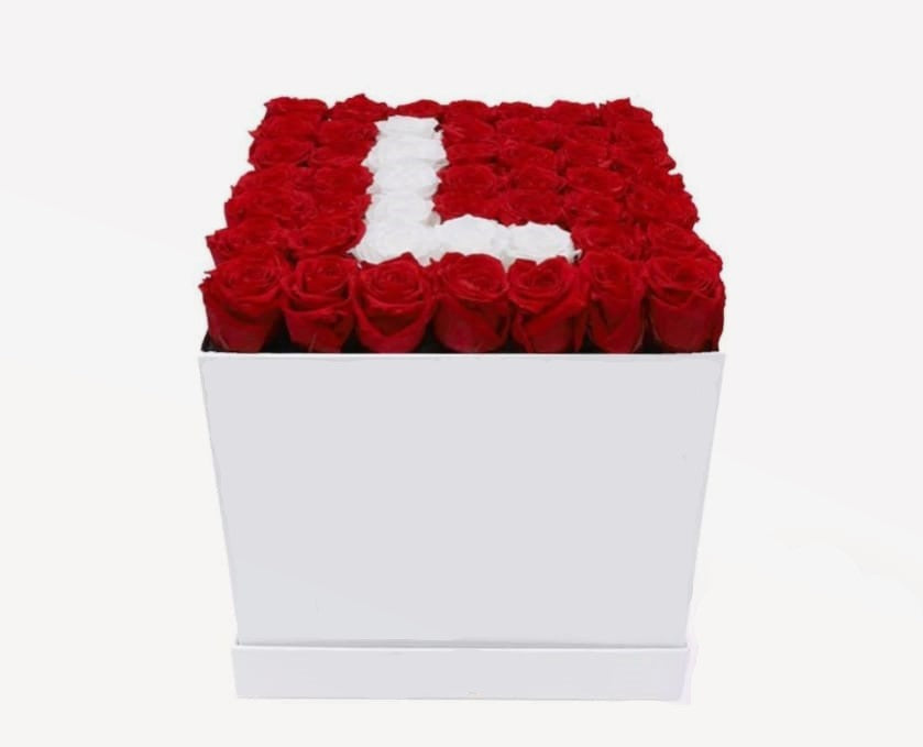 "Roses Box with Initials of Your Choice"