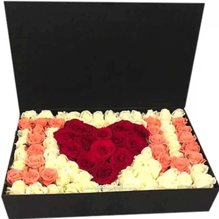 Box of Roses with the Words "I Love You"