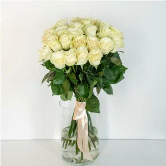 35 White Rose Bouquet