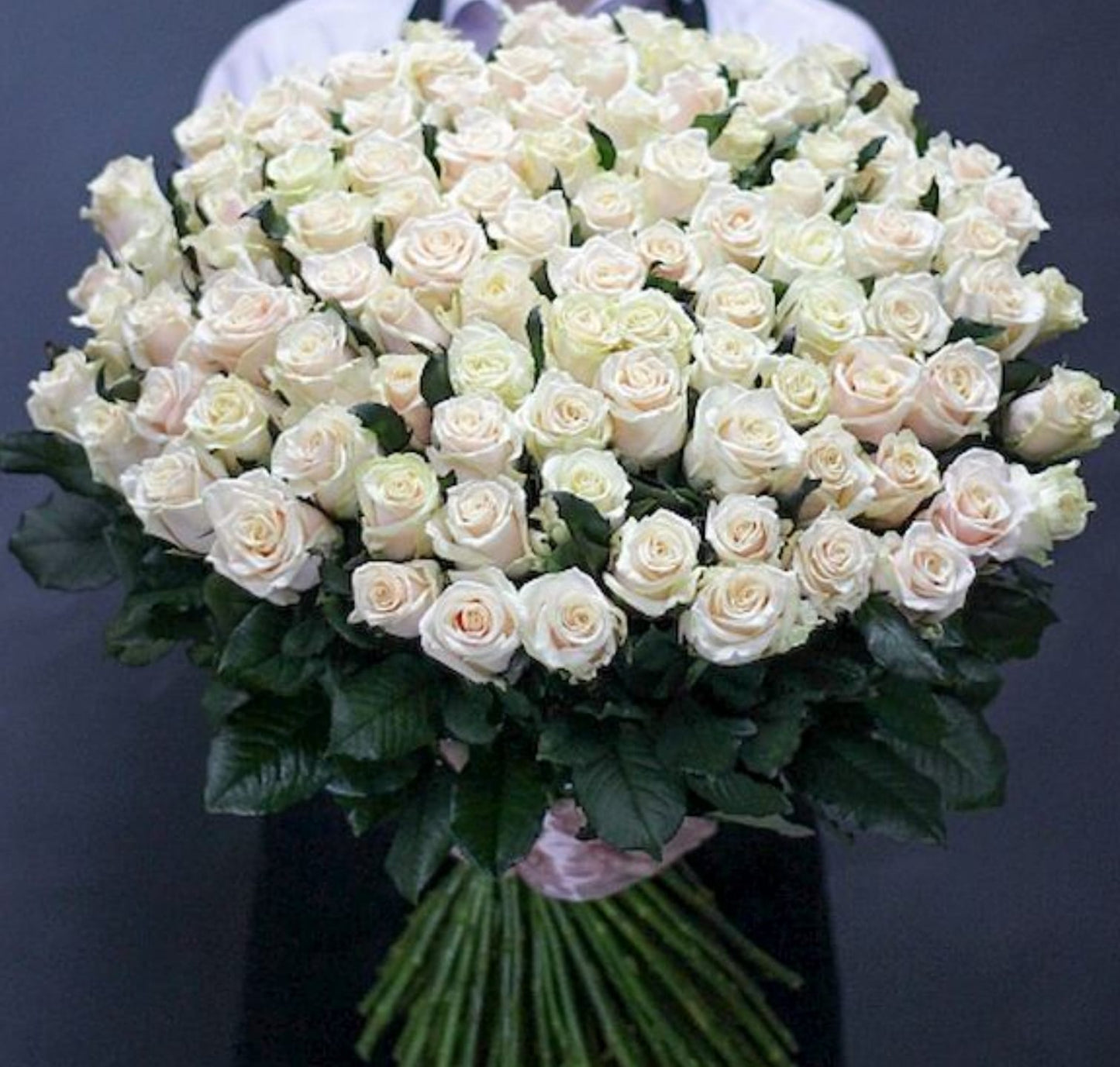 "Bride's Kiss" White Roses Bouquet